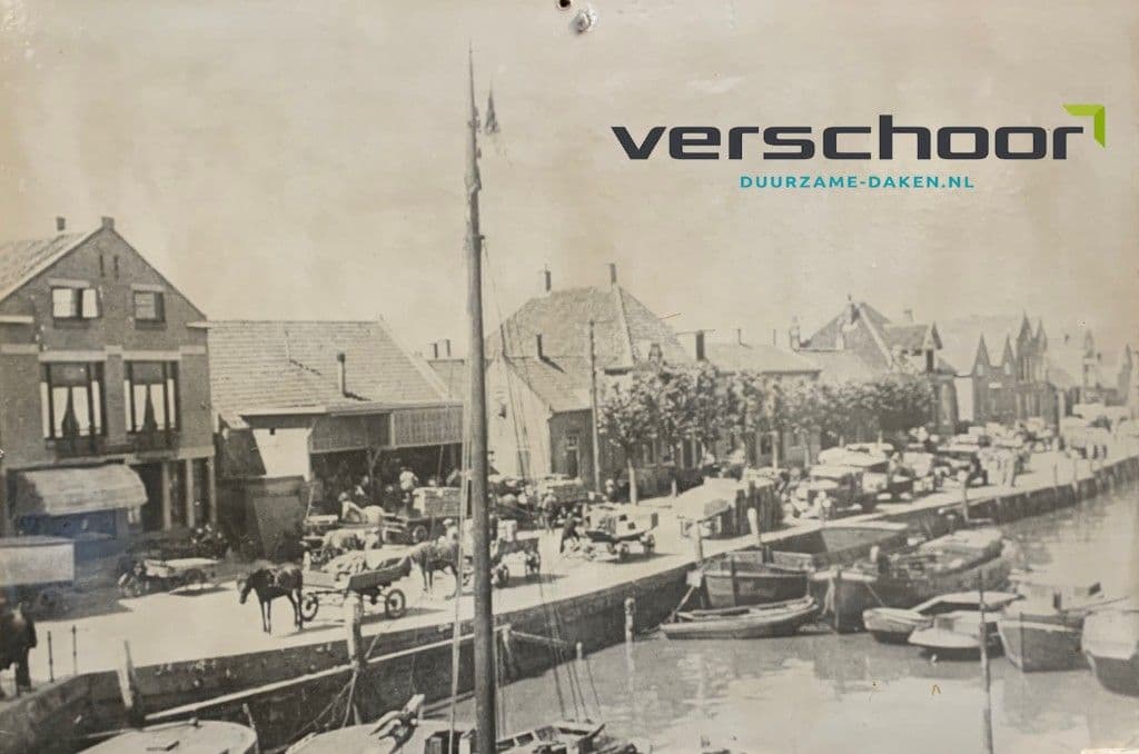 Historische foto van het bedrijf Verschoor aan de Rotterdamse kade
